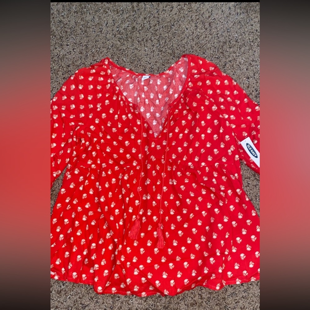 Old navy red flowered blouse